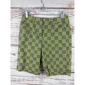 Womens VTG Talbots Petites Green Cotton Stretch Bermuda Shorts Chino Casual Sz 2